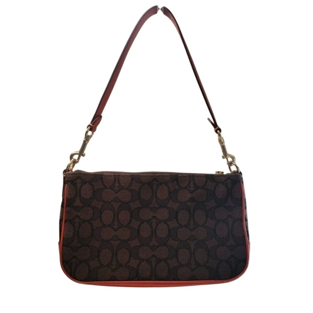 Coach Lonnie In‎ Signature Jacquard Women's Brown Orange Monogram C8306